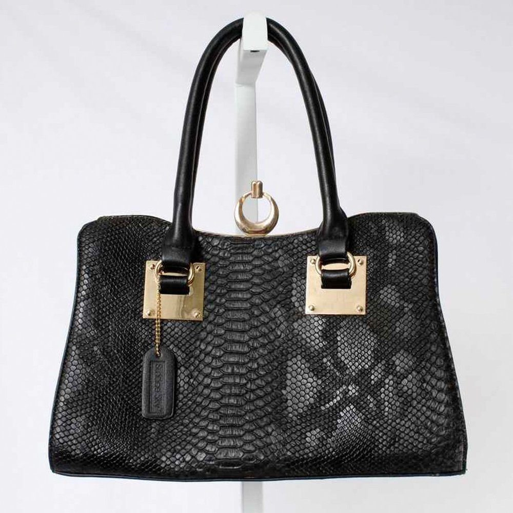 SUNDAE SKY Black Snakeskin Faux Leather Purse